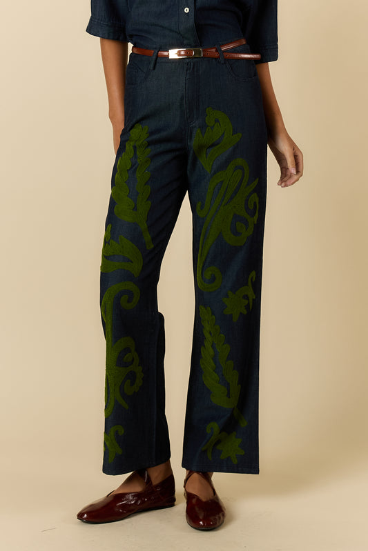 CARMI PAISLEY EMBROIDERED JEAN DENIM