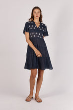 Load image into Gallery viewer, Abigail Embroidered Dress Navy
