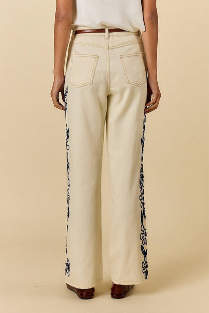 CARMI FLORAL EMBROIDERED JEAN NATURAL