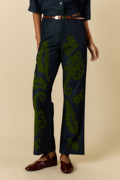 CARMI PAISLEY EMBROIDERED JEAN DENIM