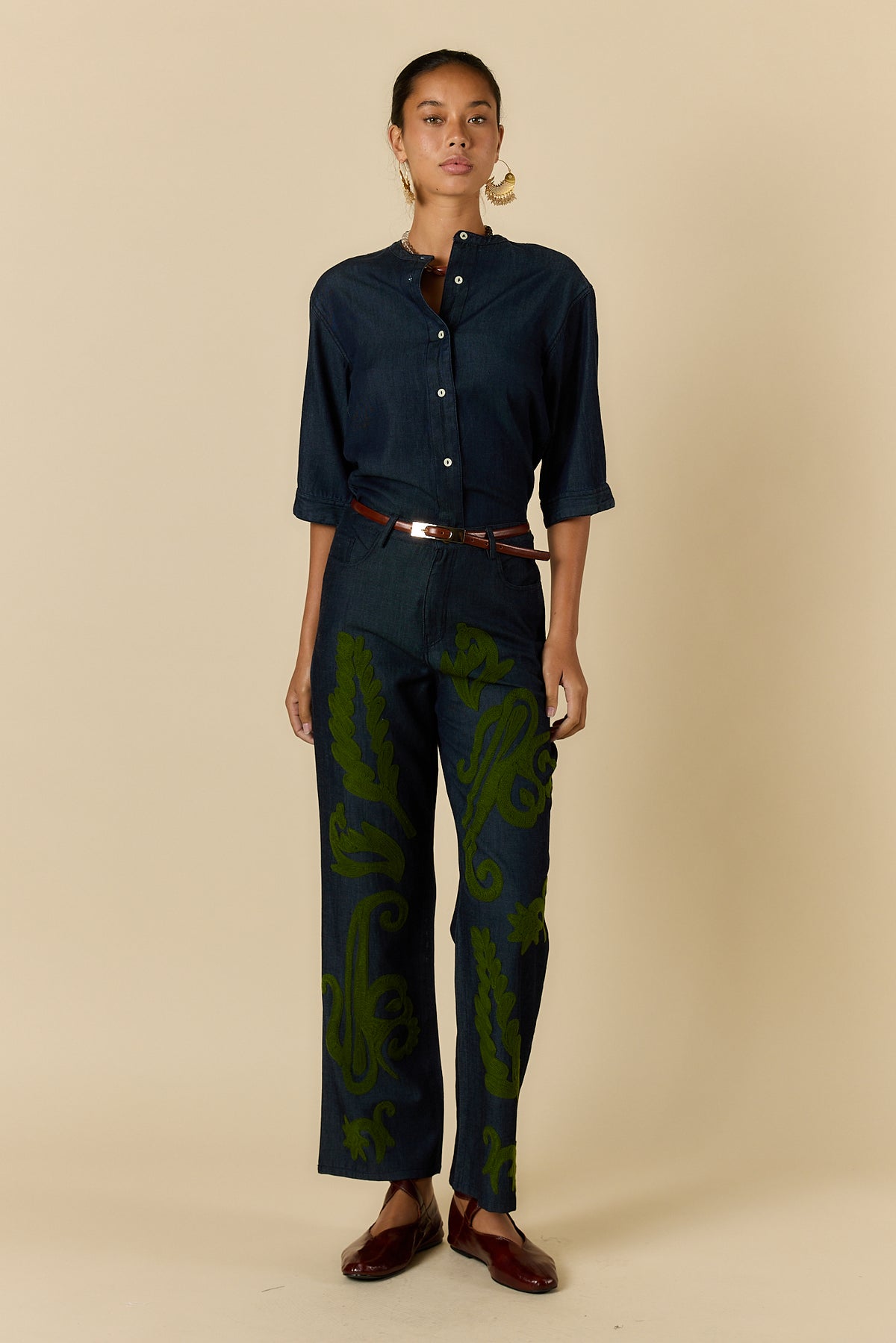 CARMI PAISLEY EMBROIDERED JEAN DENIM