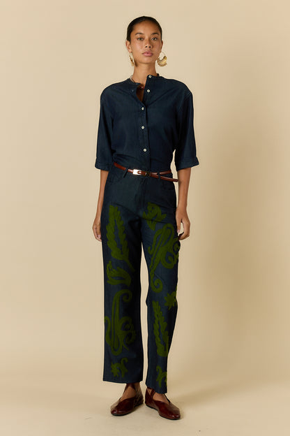 CARMI PAISLEY EMBROIDERED JEAN DENIM
