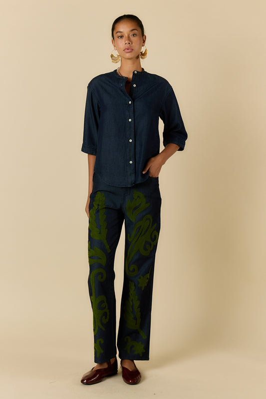 CARMI PAISLEY EMBROIDERED JEAN DENIM