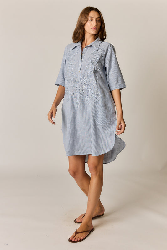 CORNELLI DRESS BLUE STRIPE