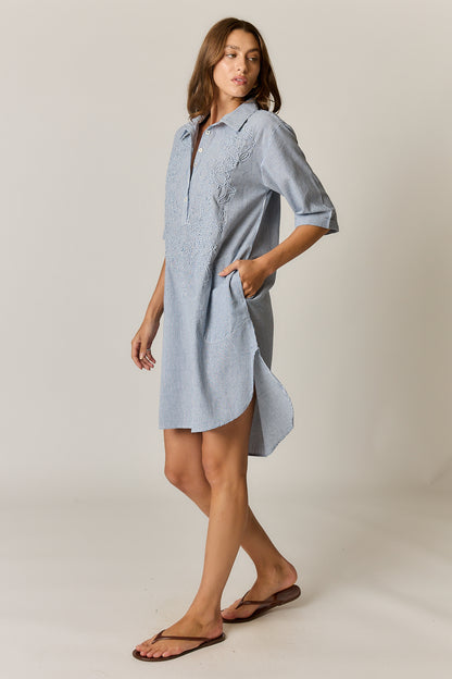 CORNELLI DRESS BLUE STRIPE