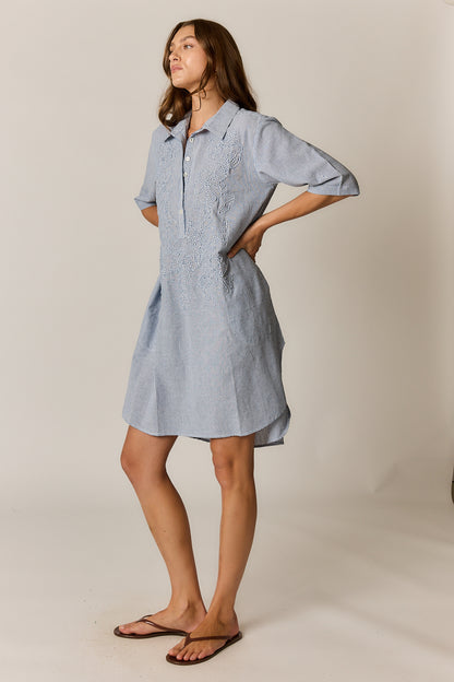 CORNELLI DRESS BLUE STRIPE