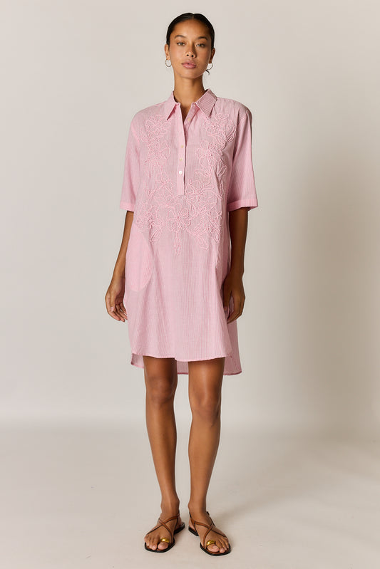 CORNELLI DRESS PINK STRIPE