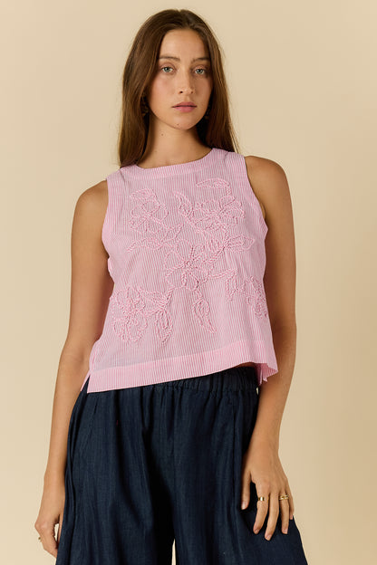 CORNELLI STRIPE TOP PINK