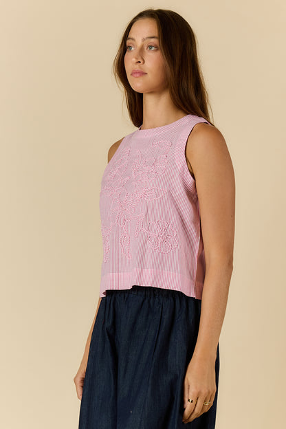 CORNELLI STRIPE TOP PINK